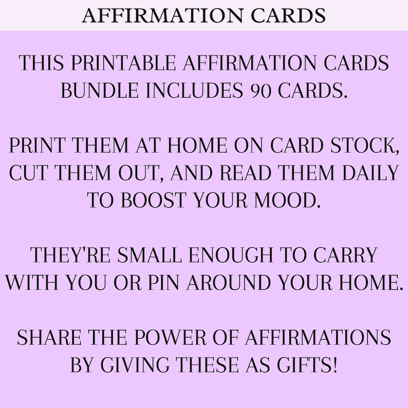 90 Printable Self-care Affirmation Cards Self-love Affirmations Self ...