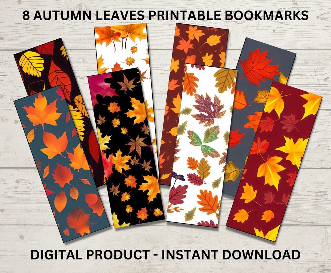 8 Printable Autumn Bookmarks, Fall Bookmarks, Book Worm Gifts, Fall ...