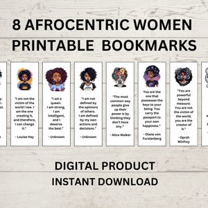Black Women Printable Bookmarks, Afrocentric Bookmarks, Black Girl Bookmarks, Black Pride Gifts, Empowering Quotes for Women, Motivational