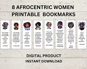 Black Women Printable Bookmarks, Afrocentric Bookmarks, Black Girl Bookmarks, Black Pride Gifts, Empowering Quotes for Women, Motivational