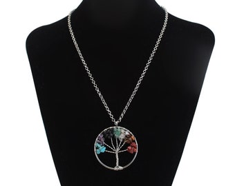 Collar colgante árbol de la vida, collar de árbol de cristal de 7 chakras, collar de piedras preciosas, joyería hecha a mano, unisex, regalo del festival