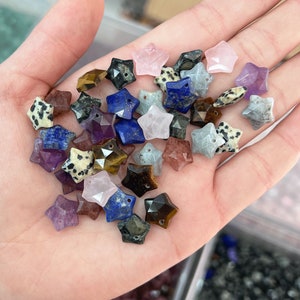 Faceted Gemstone Carved Star Bead Lot, Mini Star Crystal Pendant for Jewelry Making, Wholesale Crystal Charm