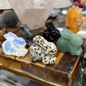 1.5&quot; Crystal Rabbit Carving, Hand Carved Gemstone Bunny Figurine, Cute Animal Statue, Home Decoration, Crystal Gift, Wholesale