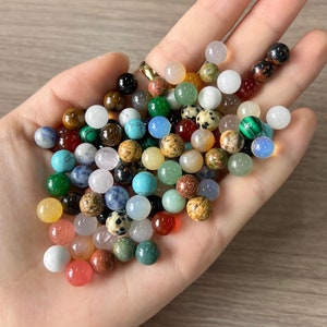 100 pcs Mini Crystal Sphere Set, No Hole Mixed Color Assorted Gemstone Beads, Undrilled Round Balls for DIY Jewelry, Wholesale (8/10/12mm)