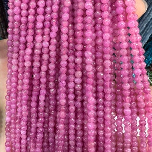 3mm Pink Red Quartz Micro Faceted Round Beads, Dyed Beads, sold as 1 strand