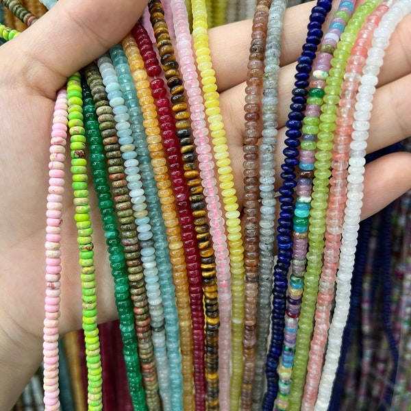 60+ Kinds 2*4mm Rondelle Beads, Flat Rondelle Beads, Rainbow Assorted Rondelle Beads, Loose Beads, DIY Jewelry, Wholesale