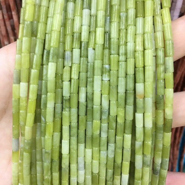 3*6MM Olive Green Jade Cylinder Tube Beads Full Strand Whoesale