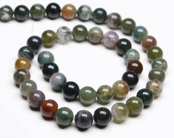 Natural Indian Agate Round Beads, Loose Beads - 4mm 6mm 8mm 10mm 12mm - Full Strand