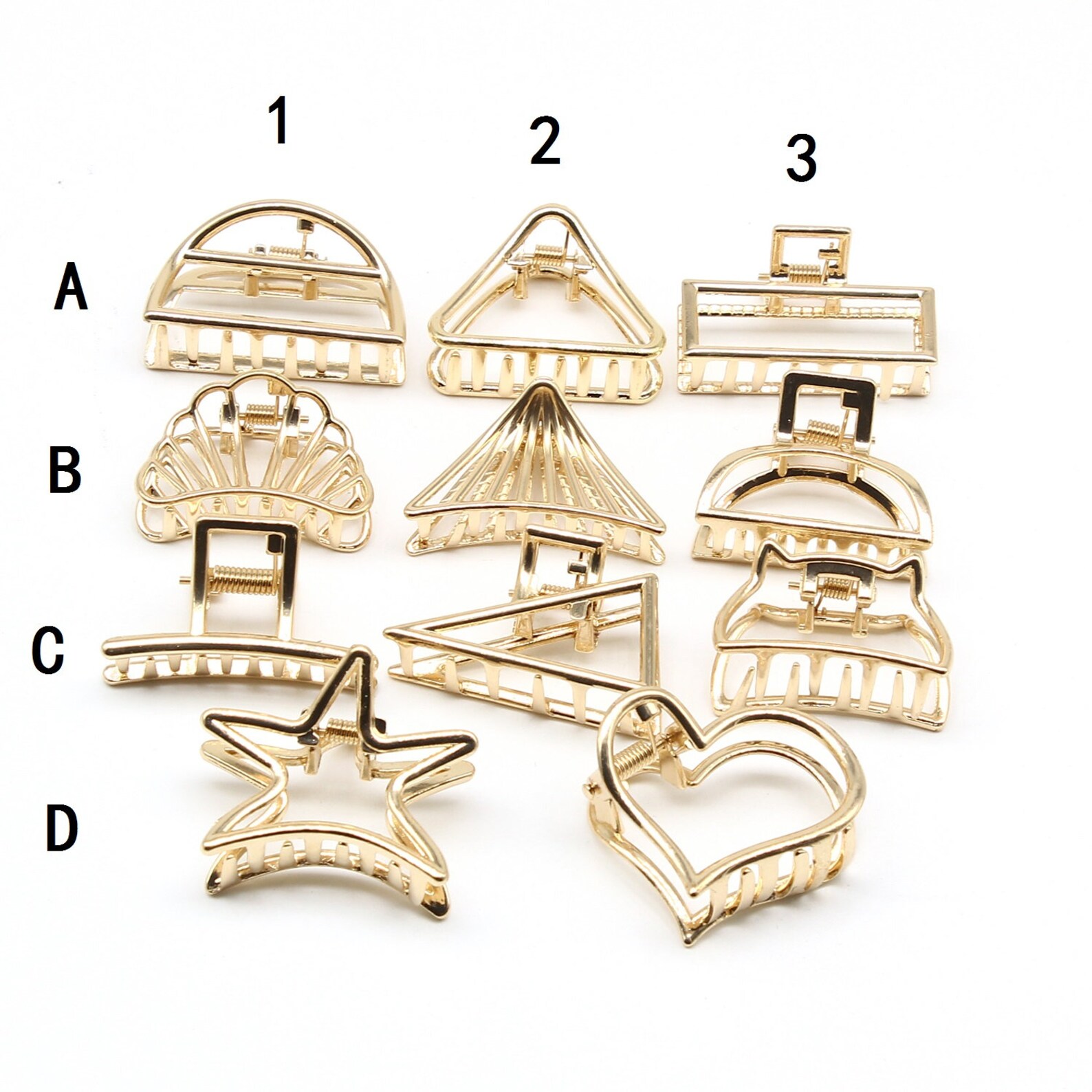 Gold Metal Hair Claw Clip Jaw Grab Clamp Small Geometric Etsy