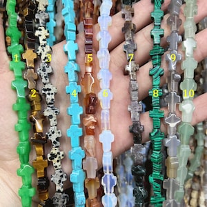 8x12mm Natural Stone Cross Beads, Cross Gemstone Beads for DIY Jewelry Wholesale Supplies