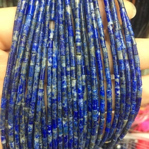 2*4mm 3*6mm Natural Lapis Lazuli Tube Beads, Blue Gemstone, Small Rectangle Tube Beads, Wholesale Beads, DIY Jewelry, Full Strand