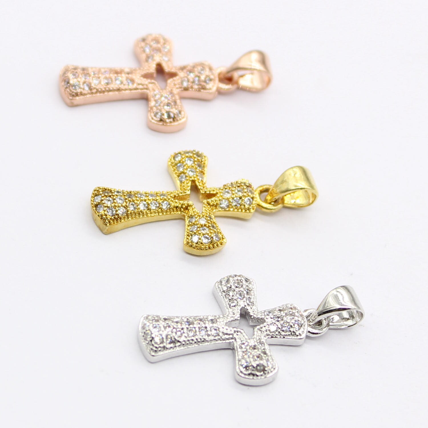 Cross Charms Cz Cross Charms Cubic zirconia Cross Micro Pave Etsy