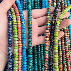 5x8mm Imperial Jasper Rondelle Beads, Dyed Jasper Loose Beads, Full Strand, DIY Jewelry, Wholesale