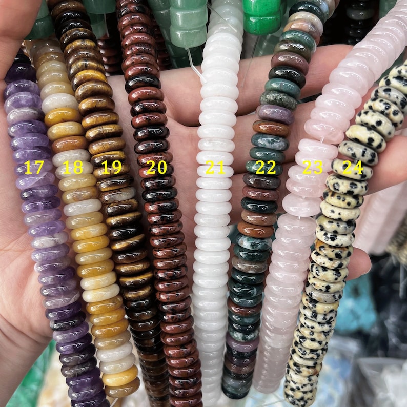 4x12mm Gemstone Disc Rondelle Beads, Stone Flat Rondelle Beads, Spacer ...