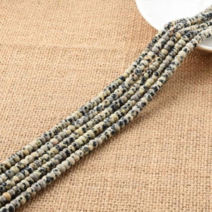 4 * 6mm Finition brillante Dalmatien Naturel Jasper Rondelle Perles en forme Full Strand En gros