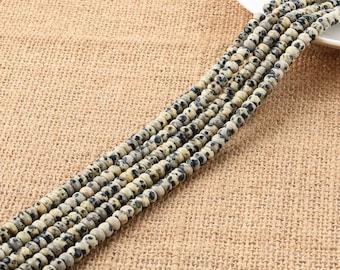 4*6mm Glossy Finish Natural Dalmatian Jasper Rondelle Shaped Beads Full Strand Wholesale