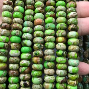 green Imperial Jasper Gemstone Grade AA green Rondelle 4*6mm Loose Beads