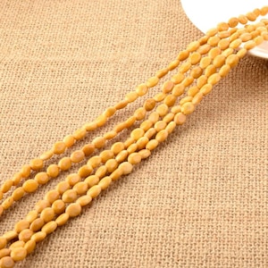 Yellow Jade Gemstone Flat Oval Beads 6*8mm for DIY Jewelry Making Full Strand Wholesale