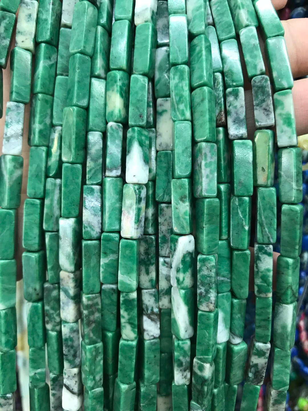 4*13mm Dyed Green Rectangle Tube Column Beads, DIY Jewelry, Full Strand ...