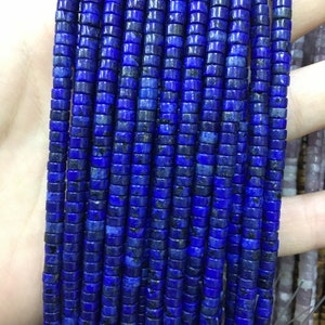 2*4mm Lapis lazuli round tube beads, blue color gemstone, heishi disc beads, semi-precious stone, loose beads, full strand, wholesale