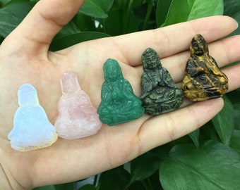 1.5" Crystal Guan Yin Buddha Statue Ornaments, Hand Carved Gemstone Sculpture, Home Decoration, Peace Figurines, Crystal Gift, Wholesale