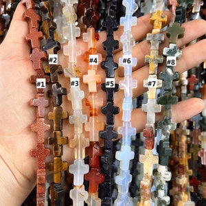 Gemstone Cross Beads, Spacer Beads, DIY Jewelry, 12*16mm Cross Loose Beads, Full Strand, Wholesale