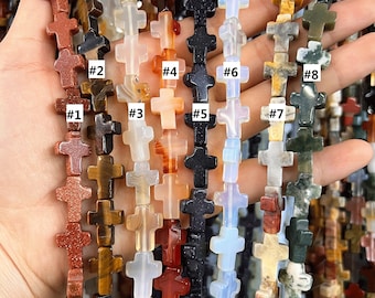 Gemstone Cross Beads, Spacer Beads, DIY Jewelry, 12*16mm Cross Loose Beads, Full Strand, Wholesale