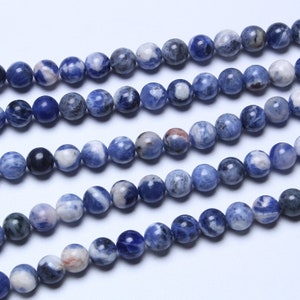 Blue Sodalite Loose Beads Round Shape 4mm 6mm 8mm 10mm, Full Strand