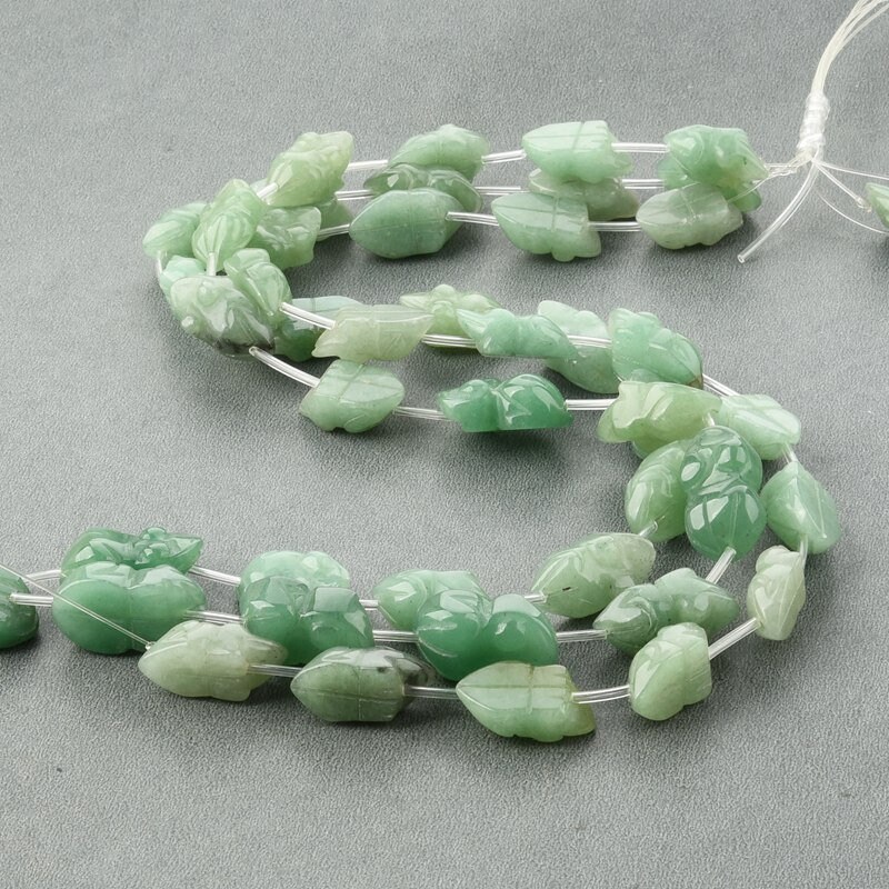 1 連 グリーン アベンチュリン 彫刻 ミニ フロッグ ビーズ 12 個