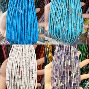 4*13mm Round Tube Beads, Cylinder Beads, Gemstone Tube Beads, Smooth Beads, DIY Jewelry, Full Strand, Wholesale