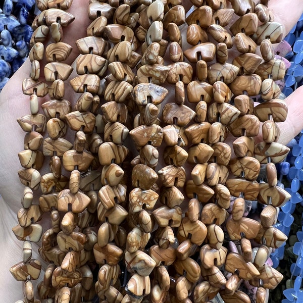 Petrified Wood Agate Gemstone Brown Yellow Zuni Bear Gemstone Beads 12mm