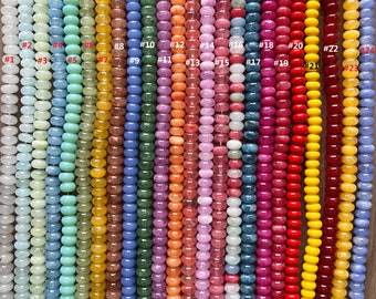 5*8mm Colored Jade Rondelle Beads, Cute Beads, Smooth Beads, Loose Beads, Full Strand, DIY Jewelry, Wholesale Beads, Gift