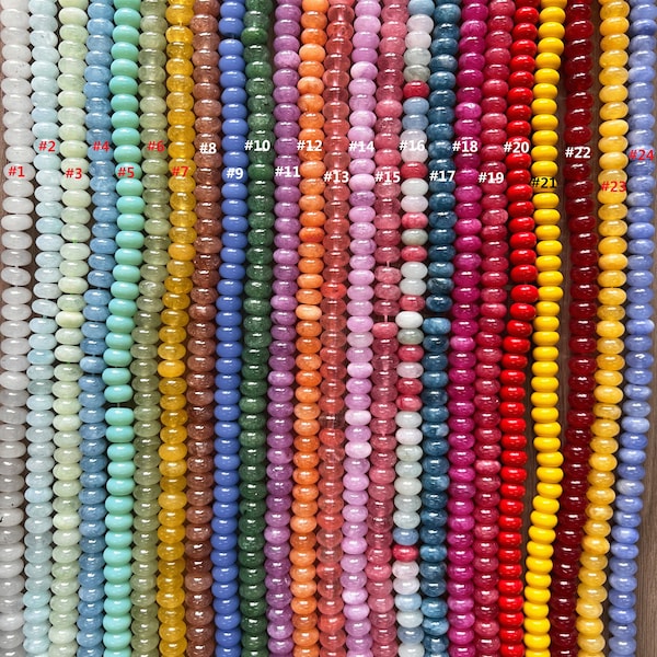 5*8mm Colored Jade Rondelle Beads, Cute Beads, Smooth Beads, Loose Beads, Full Strand, DIY Jewelry, Wholesale Beads, Gift