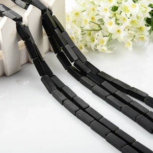 7*20mm Black Stone Rectangle Tube Beads, Cuboid Beads