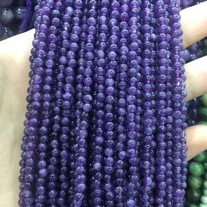 Natural Amethyst Gemstones 4mm/6mm/8mm/10mm Smooth Round Beads Purple Crystal Jewelry Design and Crafts Wholesale