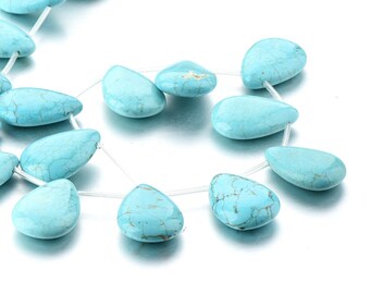 One Strand Howlite Turquoise Teardrop Drop Loose Beads 24x33mm para la fabricación de joyas de bricolaje al por mayor