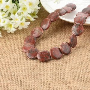 Red Jasper Round Flat Overlapping Beads 18mm for DIY Jewelry Making Full Strand Wholesale