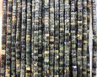 2x4mm Natural Kambaba Jasper Heishi Beads, Flat Round Tube Gemstone, Loose Beads, Spacer Beads, Full Strand, Wholesale