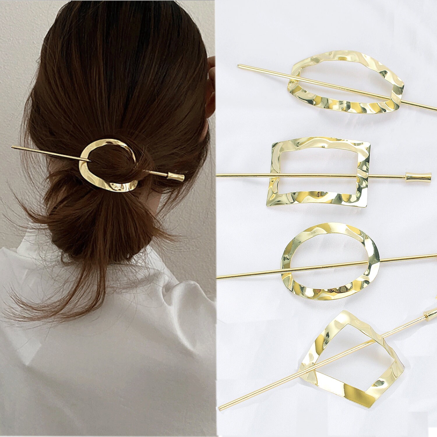 Metal Hair Slide With Stick for Women Gold/silver Plated Etsy