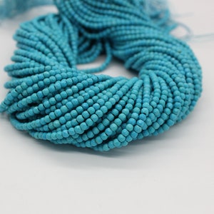 3mm/4mm Blue Turquoise round faceted beads, turquoise spacer beads, full strand, wholesale