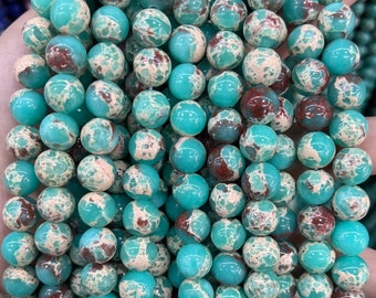Shoushan Stone, Aqua Terra Jasper, Smooth Round Sea Aqua Beads 4mm 6mm 8mm 10mm Full Strand , Wholesale