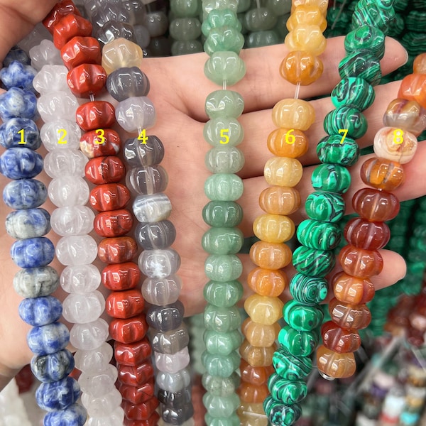8x12mm Pumpkin Stone Beads, Carved Gemstone Pumpkin Beads for DIY Jewelry Making Wholesale