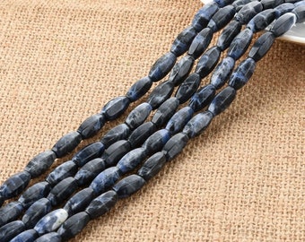 Perles de baril à facettes en sodalite bleue 7*15 mm pour la fabrication de bijoux à monter soi-même en gros