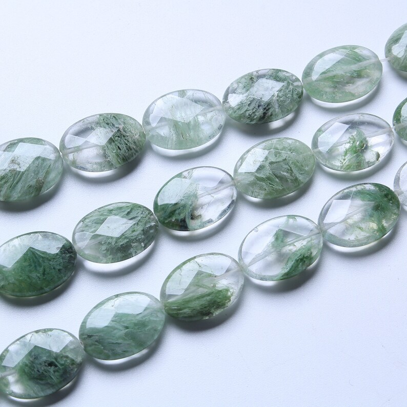 Green Moss Agate Oval Faceted Gemstone Clear Crystal Agate Etsy