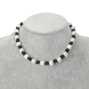 Pearl Choker Necklace, Freshwater Pearl, Knotted Leather Choker Necklace, Beaded Choker, Beach, Wedding, Boho, Handmade Jewelry