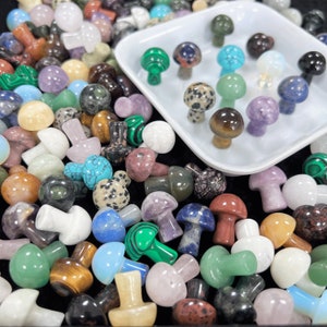 50pcs Wholesale Crystal Mushroom, Mini Crystal Mushroom Carving Bulk, Mixed Gemstone Mushroom Set, Healing Decor, Crystal Gift