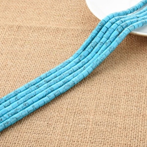 6*6MM Blue Turquoise Smooth Tube Cylinder Beads Full Strand Wholesale