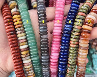 4x12mm Gemstone Disc Rondelle Beads, Stone Flat Rondelle Beads, Spacer Beads, Jewelry Supplies, Wholesale Beads
