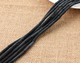 4 * 13mm Matte / Polierte schwarze Stein Röhrenperle Zylinder Edelstein Voller Strang Großhandel