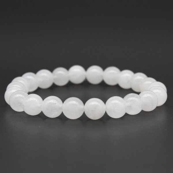 Bracelet en perles de quartz blanc pour femme, bracelet extensible, bijoux faits à la main, mariage, cadeau de demoiselle d'honneur, Reiki, Chakra, paix, calmant